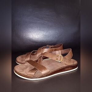 Chaco Womens Wayfarer Otter Comfort Sandals Solid Leather Brown Size 9